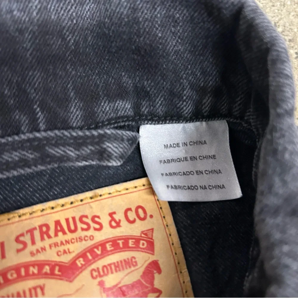 Vintage Levi's Denim Jacket Mens Large Black Y2K Type 3 Trucker Workwear Coat - Picture 5 of 11